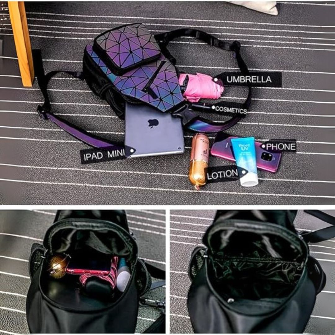 LumaGlow™ Geometric Holographic Purse
